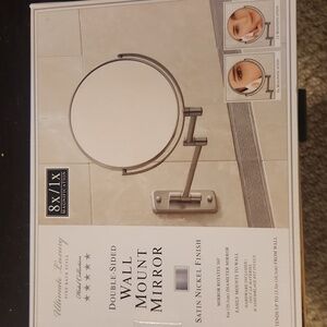 Hotel Collection Double-sided Wall Mount Mirror 8x/1x Mag Satin Nickel Finish